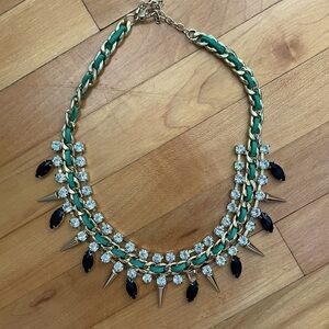 ModCloth spiky gold, black & rhinestone necklace